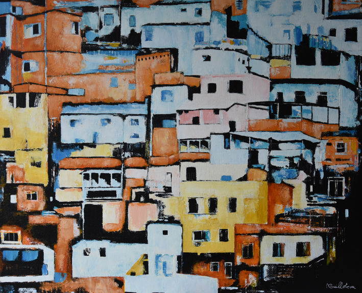 Pintura intitulada "Favelas" por Michele Guilloteau, Obras de arte originais, Acrílico