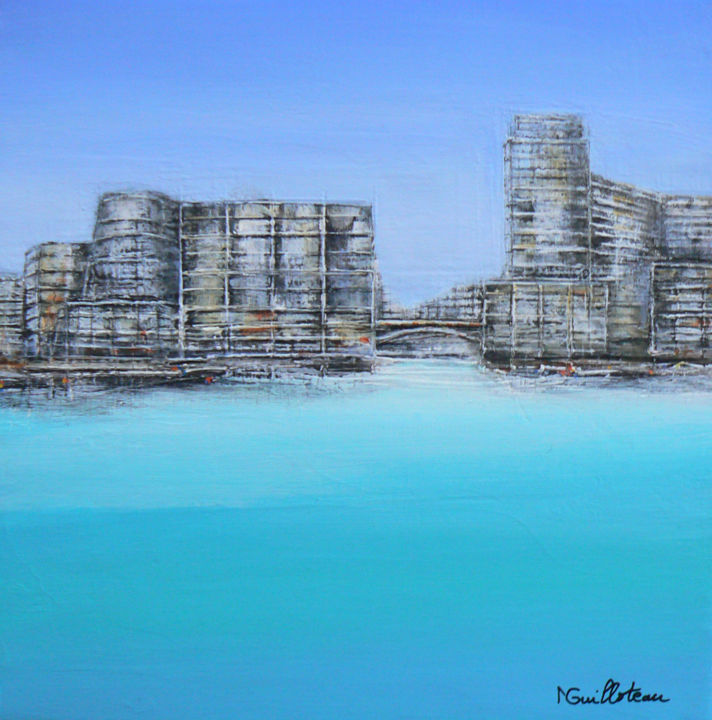 Peinture intitulée "ville0714" par Michele Guilloteau, Œuvre d'art originale
