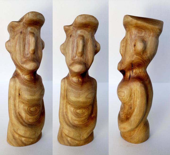 Skulptur mit dem Titel "Man" von Pedro Guimarães, Original-Kunstwerk, Holz