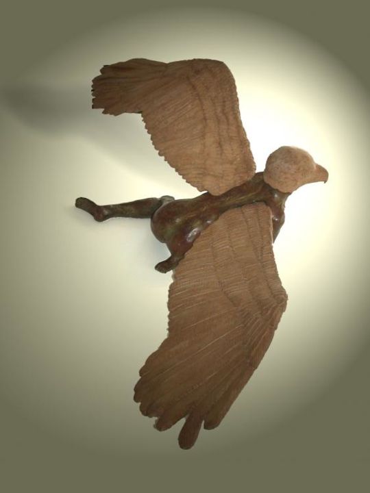Sculpture intitulée "Chamane aigle" par Solego, Œuvre d'art originale