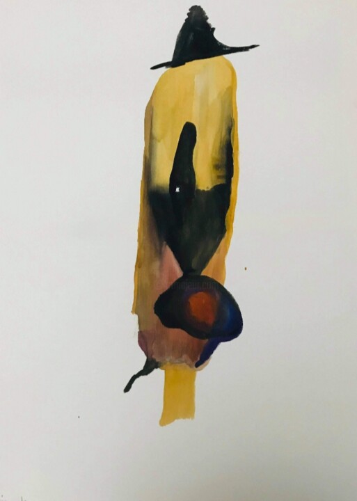 Peinture intitulée "Personnage au chape…" par Guizard, Œuvre d'art originale, Aquarelle