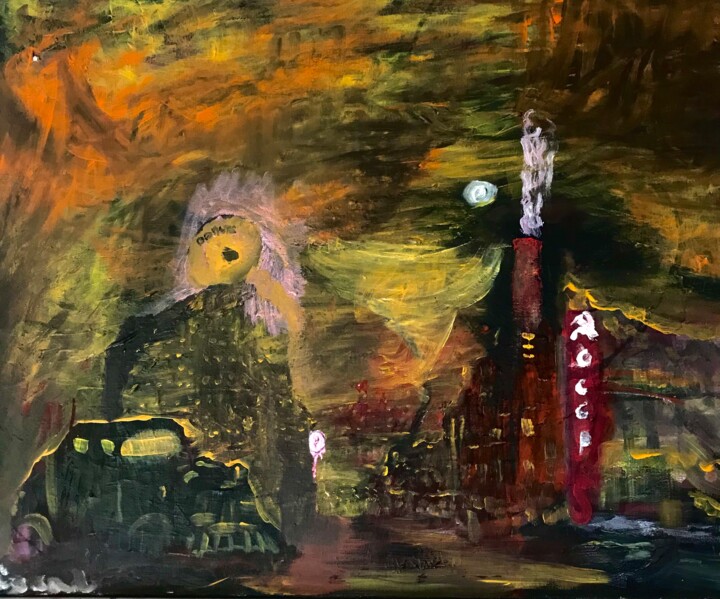 Painting titled "Donuts city" by Guizard, Original Artwork, Acrylic