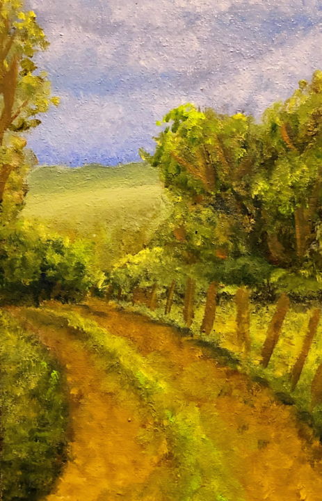Peinture intitulée "Route campagnarde" par Guizmoh Van Eijk, Œuvre d'art originale, Huile