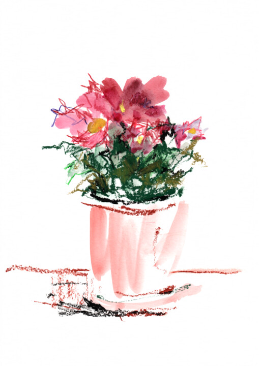 "Flowers Painting Cr…" başlıklı Tablo Gulsum Tokbayeva tarafından, Orijinal sanat, Suluboya