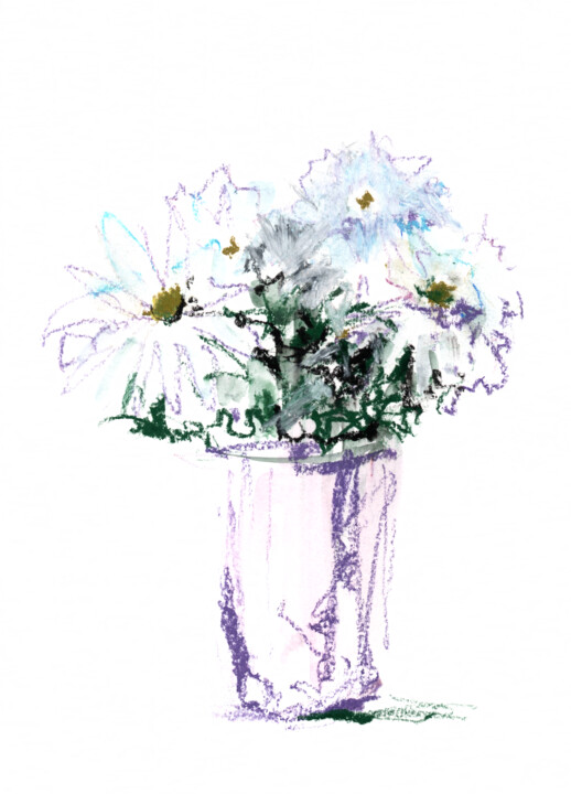Pintura titulada "potted flowers" por Gulsum Tokbayeva, Obra de arte original, Acuarela