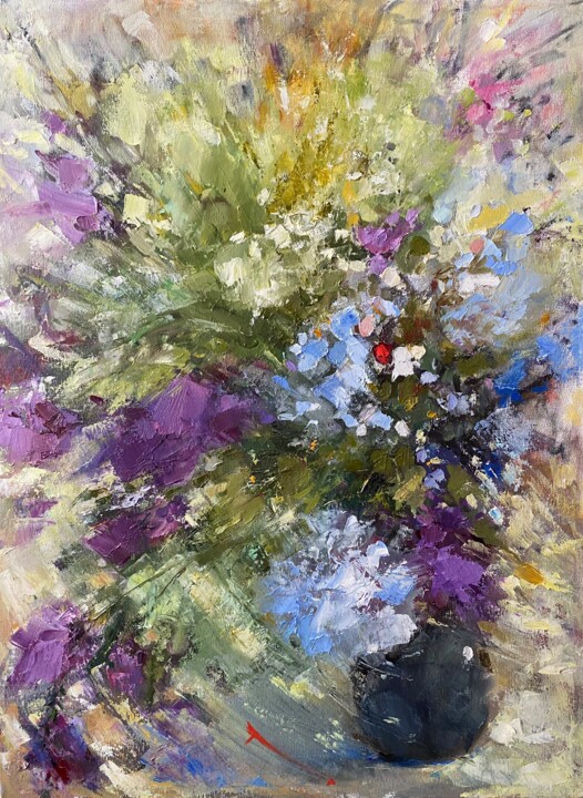 绘画 标题为“Полевые цветы” 由Gulsum Tokbayeva, 原创艺术品, 油 安装在木质担架架上