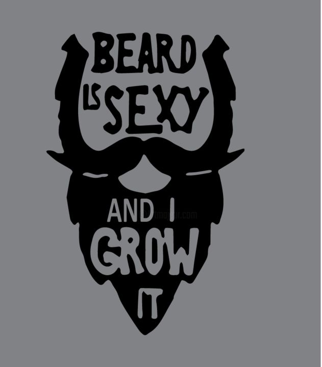 Printmaking titled "Beard is sexy" by Zuby Gul, Original Artwork, Screenprinting