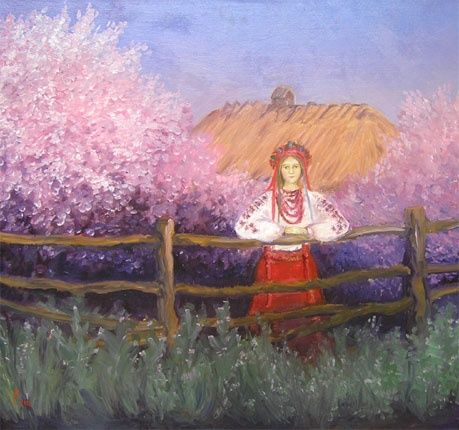 Painting titled "Ukrainian girl" by Roman Gumanyuk, Original Artwork