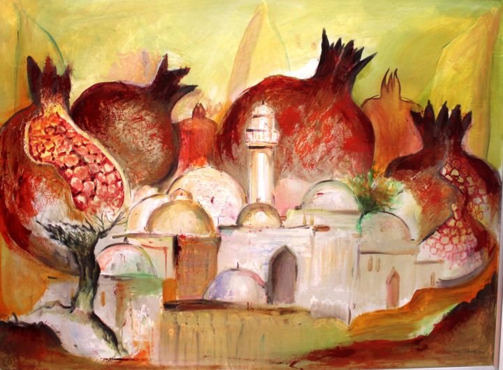 Картина под названием "Stariy qorod" - Gunay Nazim, Подлинное произведение искусства, Масло