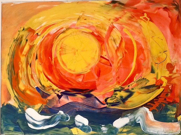 Painting titled "Die Sonne" by Gunnar Björn Heinrich, Original Artwork, Acrylic