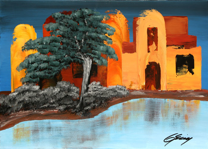 Malerei mit dem Titel "casa-de-almendras.j…" von Gunter Sieg, Original-Kunstwerk, Acryl