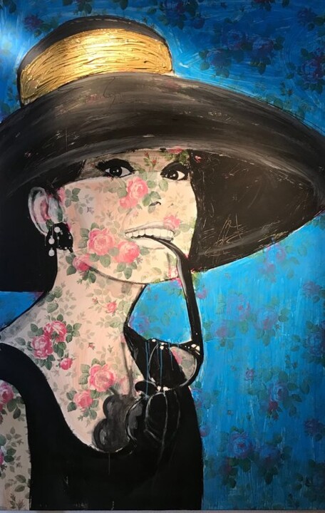 Schilderij getiteld "AUDREY HEPBURN" door Gunter Wenzel, Origineel Kunstwerk, Acryl