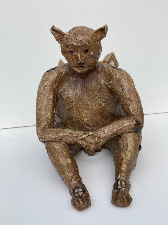 "Faun" başlıklı Heykel Günther Mika tarafından, Orijinal sanat, Kil