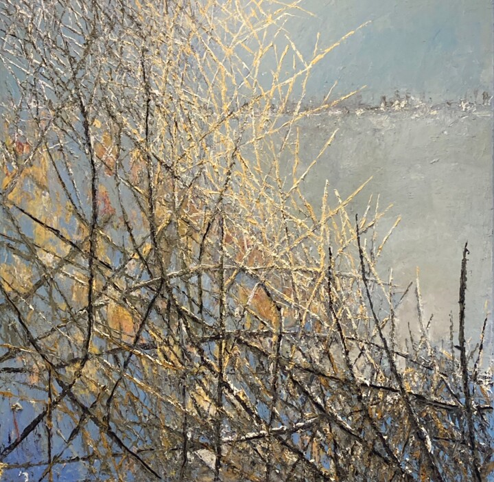 제목이 "Winterbneginn"인 미술작품 Günther Mika로, 원작, 기름 나무 들것 프레임에 장착됨