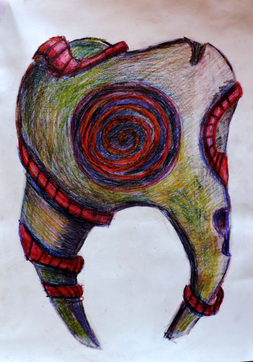 Dessin intitulée "Pain" par Guoda Norviliene, Œuvre d'art originale, Crayon