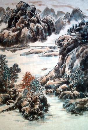 Malarstwo zatytułowany „Paysage” autorstwa Hanwen Guo, Oryginalna praca, Olej