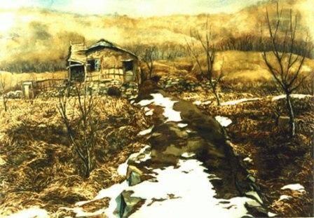 Ζωγραφική με τίτλο "L'hiver doux" από Hanwen Guo, Αυθεντικά έργα τέχνης, Λάδι