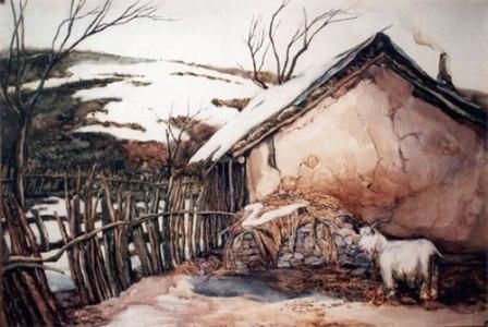 Peinture intitulée "La chèvre" par Hanwen Guo, Œuvre d'art originale, Huile