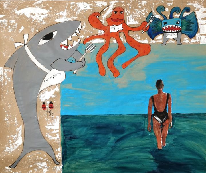 Картина под названием "Seafood" - Gugo, Подлинное произведение искусства, Акрил
