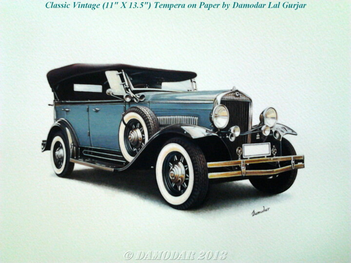 Peinture intitulée "Classic Car" par Gurjar Damodar Lal, Œuvre d'art originale, Huile