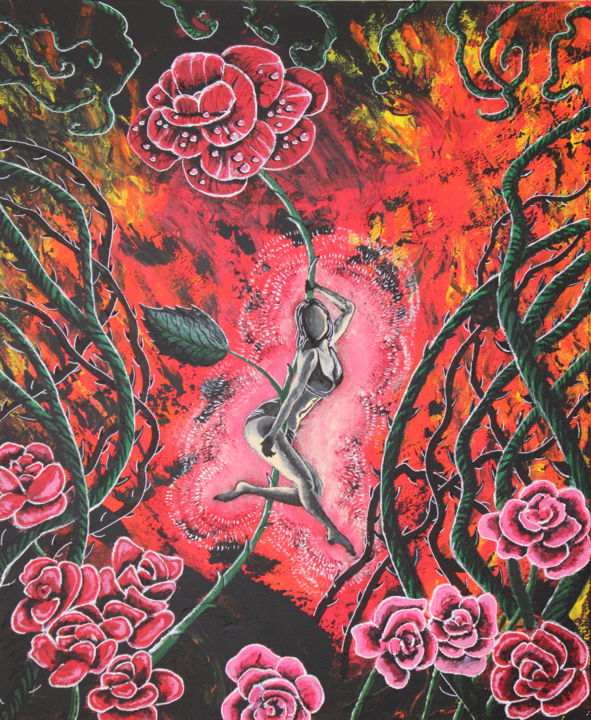 Peinture intitulée "Dance in the roses" par Gurvanart, Œuvre d'art originale, Acrylique