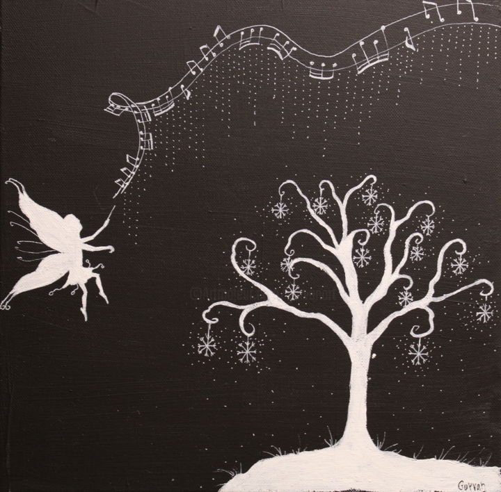 Peinture intitulée "Fairy winter 6" par Gurvanart, Œuvre d'art originale, Acrylique Monté sur Châssis en bois