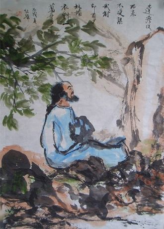 Painting titled "中国人物诗意画——《达摩》the pe…" by Shaohua Gu, Original Artwork