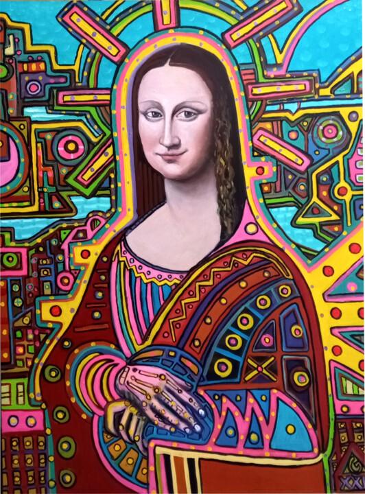 Картина под названием "GIACONDO MORPHO3" - Gustavo López Alvarado, Подлинное произведение искусства, Масло Установлен на Дер…