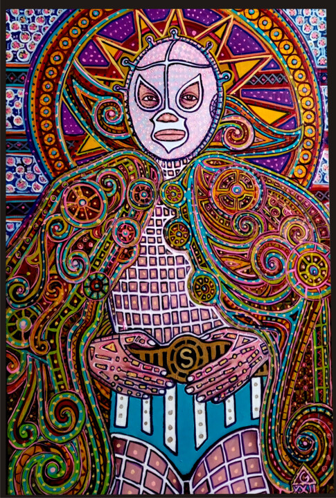 Pintura titulada "THE WRESTLER" por Gustavo López Alvarado, Obra de arte original, Oleo