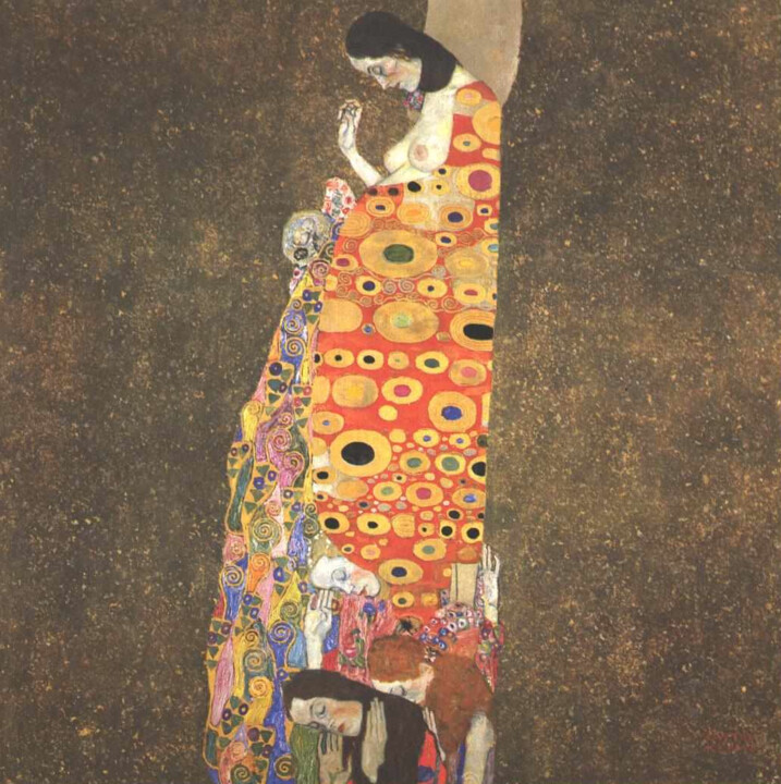 Peinture intitulée "Hope, II" par Gustav Klimt, Œuvre d'art originale, Huile