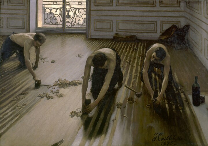 Painting titled "Les raboteurs de pa…" by Gustave Caillebotte, Original Artwork, Oil