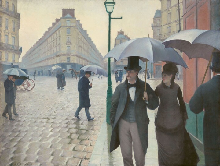 Ζωγραφική με τίτλο "Rue de Paris par te…" από Gustave Caillebotte, Αυθεντικά έργα τέχνης, Λάδι