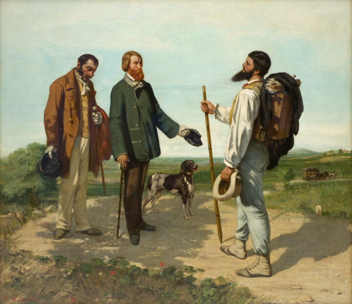 Painting titled "La rencontre, ou Bo…" by Gustave Courbet, Original Artwork, Oil