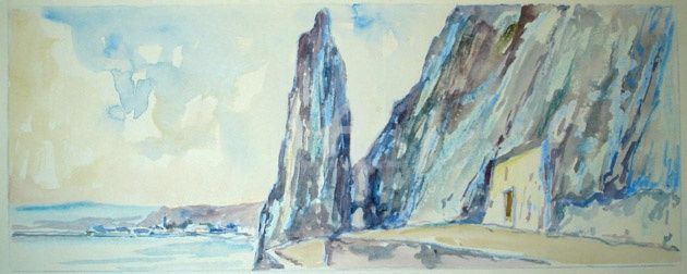 Pintura titulada "DINANT (1) - Le roc…" por Gustave Flasschoen, Obra de arte original