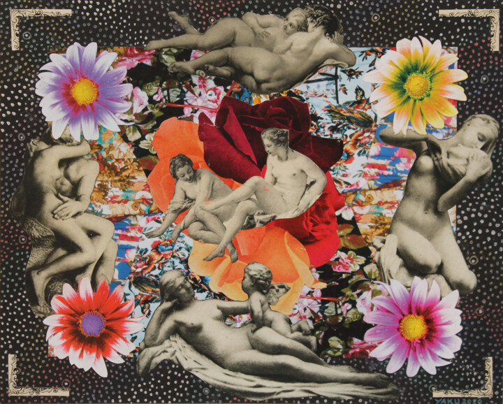 Collages titled "FLORES DE PRIMAVERA" by Gustavo Anania, Original Artwork, Collages
