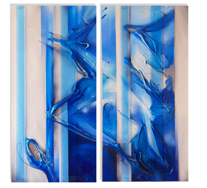 Peinture intitulée "blueparallel.jpg" par Gustavo Fernandez, Œuvre d'art originale