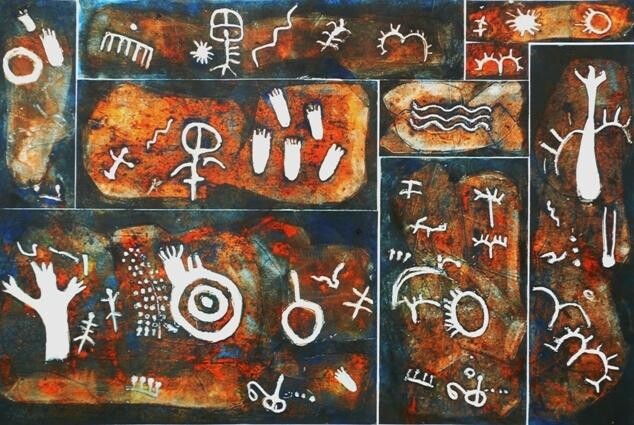 Painting titled "petroglifos paredon…" by Gustavo Moller, Original Artwork