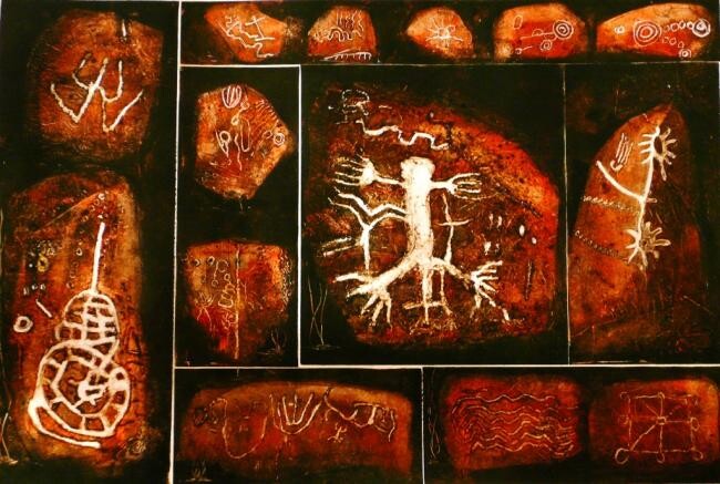 Peinture intitulée "petroglifos gaville…" par Gustavo Moller, Œuvre d'art originale
