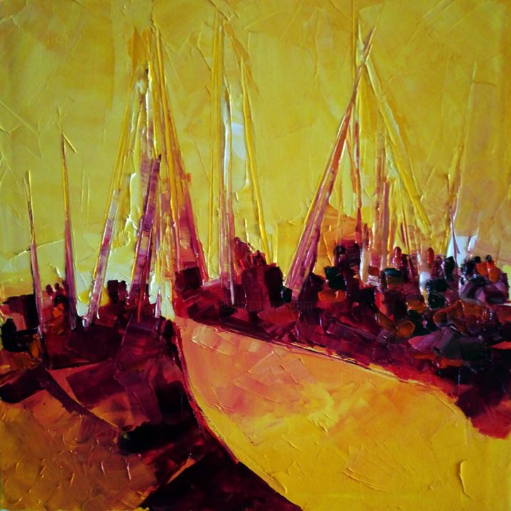 Malerei mit dem Titel "cuarentena marina" von Gustavo Vazquez King, Original-Kunstwerk, Öl