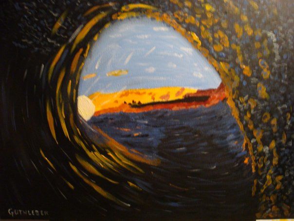 Painting titled "La vague" by Geo Guthleber, Original Artwork