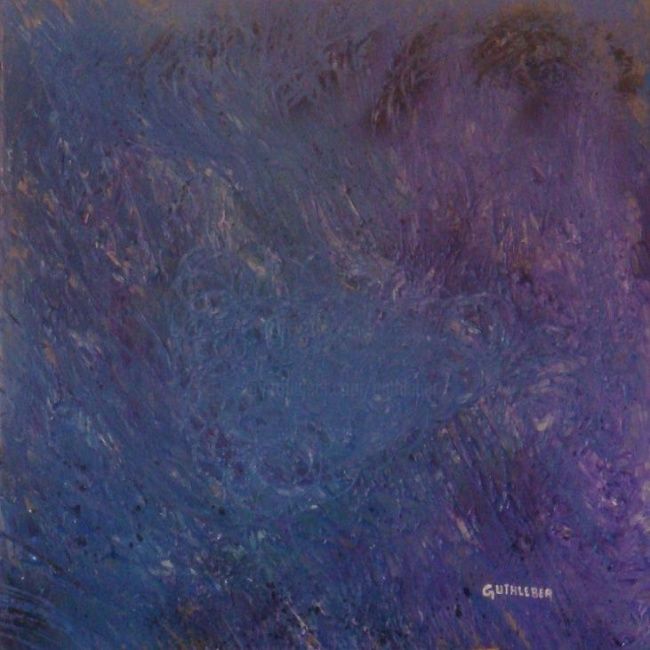 Painting titled "Caresses bleues" by Geo Guthleber, Original Artwork, Oil