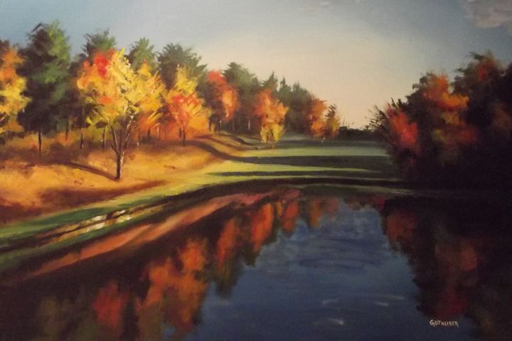 Painting titled "Forest ponds" by Geo Guthleber, Original Artwork, Other