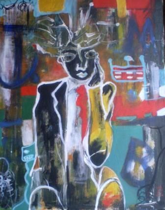 Painting titled "Basquiat" by Roberto Gutiérrez Currás, Original Artwork