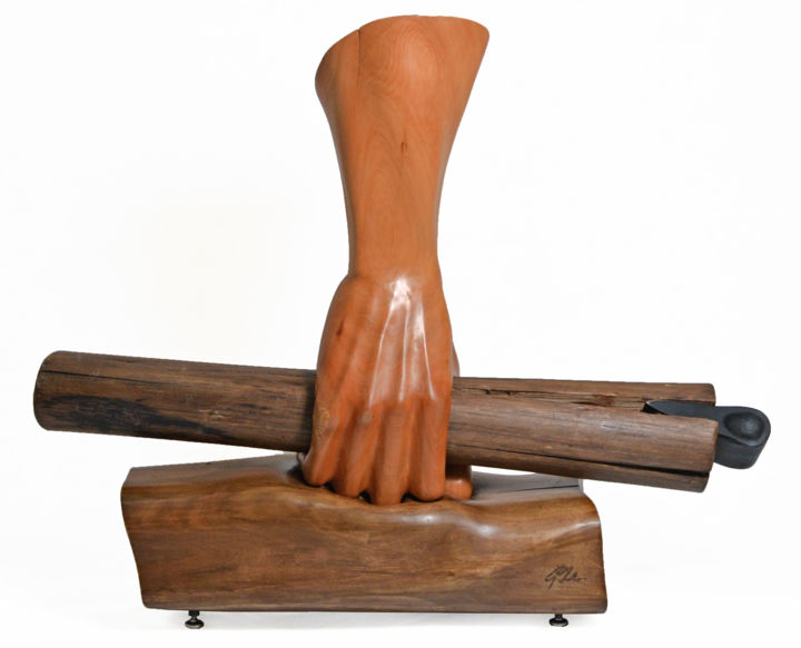 Skulptur mit dem Titel "Contraponto" von Guto Rubin, Original-Kunstwerk, Holz
