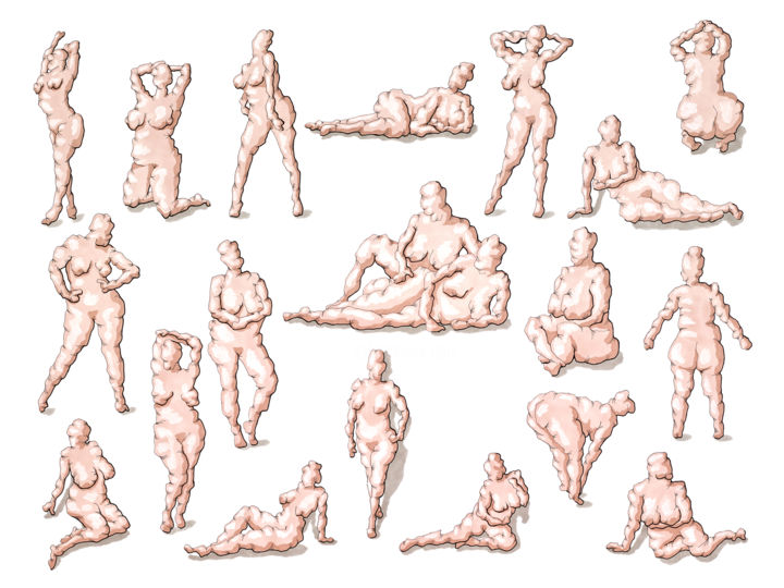 Disegno intitolato "Dancing Barefoot" da Guus Lamoen, Opera d'arte originale, Altro