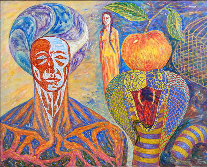 Malerei mit dem Titel "Adam and Eva" von Guvanch Hodzhaniyazov, Original-Kunstwerk