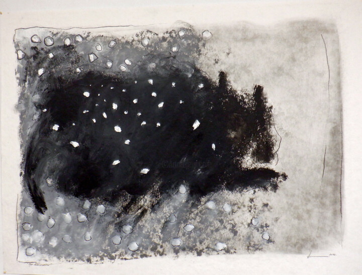 Рисунок под названием "Mon chien noir 6" - Guy Blackburn, Подлинное произведение искусства, Графит