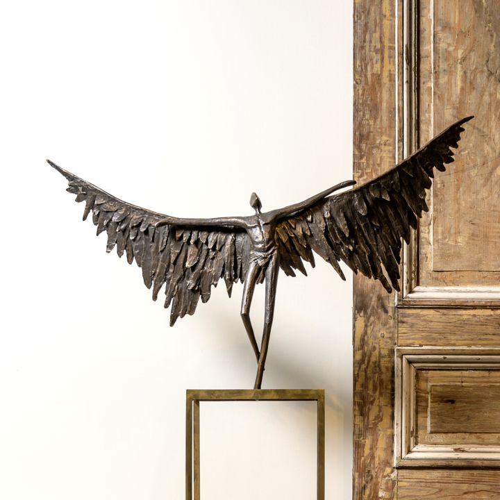 Sculpture titled "Icarus" by Guy Buseyne, Original Art, Bronze