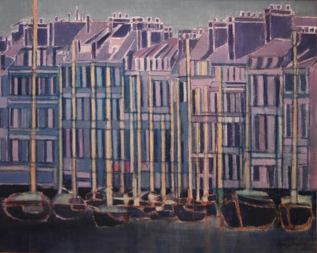 Pintura intitulada "port Vauban" por Guy Chaise, Obras de arte originais