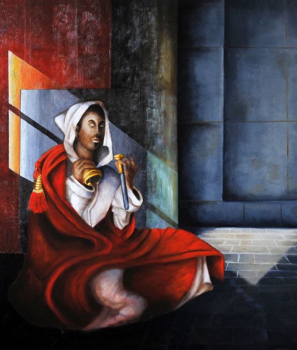 「Meditation」というタイトルの絵画 Guy De Belieによって, オリジナルのアートワーク, オイル